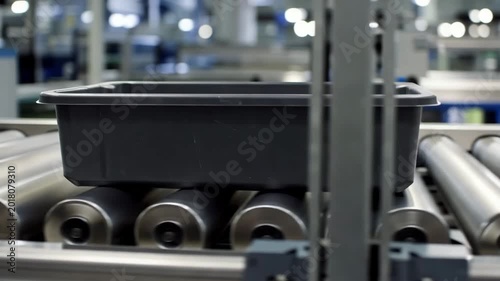 Automated Factory Conveyor Rollers Industrial Motion 4K