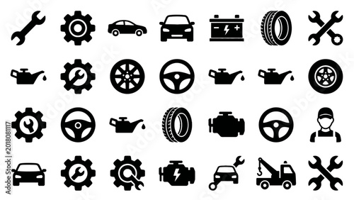 Automotive and Car Service Solid Icon Collection