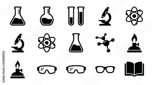 Chemistry Lab and Science Solid Icon Collection
