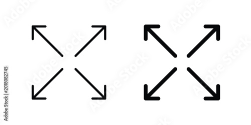 Fotografie Expand arrows icon series in black
