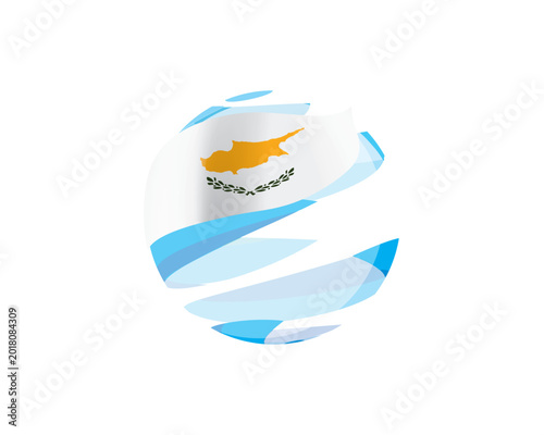 Flat of patriotic globe featuring waving Cyprus flag design
