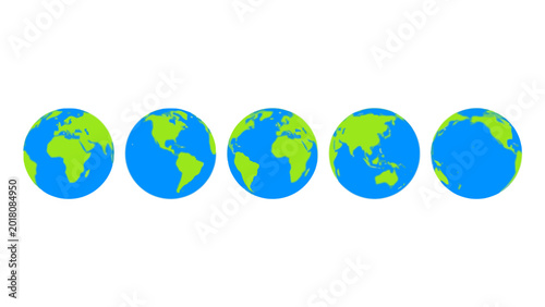 Tableau sur toile Earth globe icons set showing different world map views