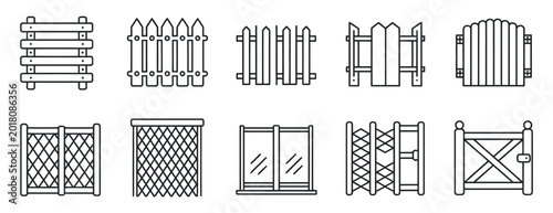 Принти на полотні Residential and agricultural fencing collection, hand drawn exterior boundary fe