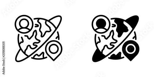 Global Recruitment Vector Line Icon for Human Resources and Recruitment