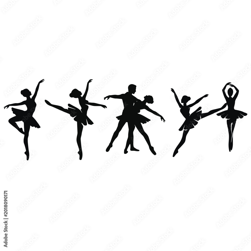 Obraz premium vector style flat Elegant Ballet Dancer Silhouette