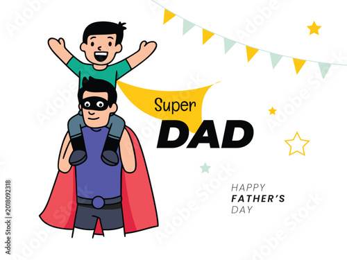 Father and son superhero vector illustration for fathers day