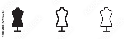 Schilderij op canvas Dress form icon set, mannequin symbol for fashion and tailoring with solid and o