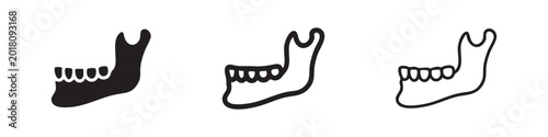 Photos Human Lower Jaw Bone Mandible Icon Set in Solid and Outline Style