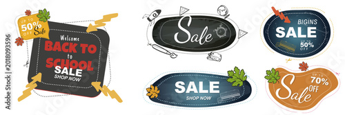 Schilderij op canvas Back to school sale banner set in horizontal format