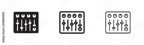 Foto Audio mixer or sound equalizer icon set for music production and studio control