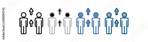 
Humanities icon set multiple style collection with design of two people and two up arrows