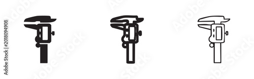 Tableau sur toile Digital vernier caliper measuring tool icon set in solid, outline, and line styl