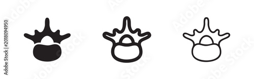 Tableau sur toile Human vertebra bone icon set in solid, outline, and line styles