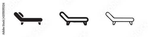 Quadro su tela Chaise Lounge Icon Set - Modern Furniture Symbol in Various Styles for Relaxatio