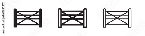 Εκτύπωση καμβά Wooden gate or fence panel icon set, rural boundary symbol in solid, outline, an