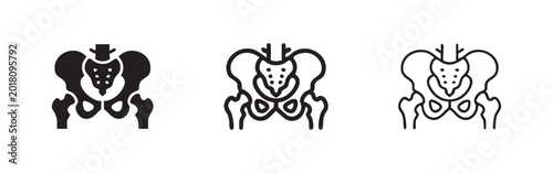 Vászonkép Set of pelvis icons: solid, outlined filled, and outline