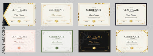 Schilderij op canvas Certificate of achievement template set with various elegant borders and gold seals