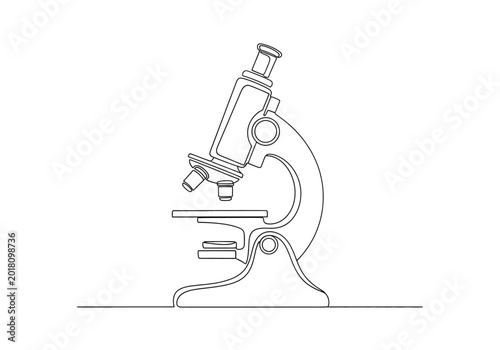 Принти на полотні One line drawing of a scientific microscope