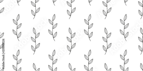 Seamless Patern. Aesthetic Abstract Outline Line Art Leaves. Vector flat illustration.