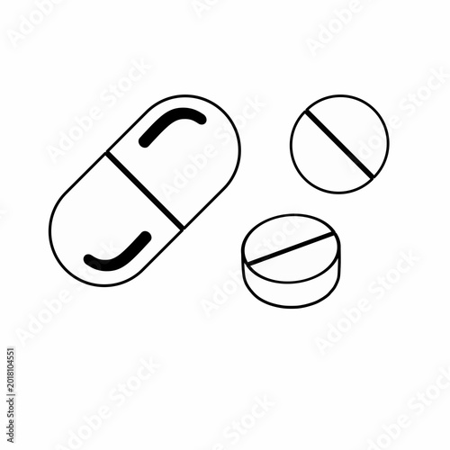 line art capsule and tablet icon ilustration