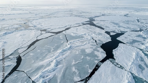 Bild auf Leinwand Arctic Ice Floes from an Aerial Perspective Overview