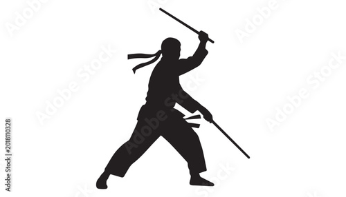 Canvas Print black and white silhouette of Arnis Player very high quality vector illustration