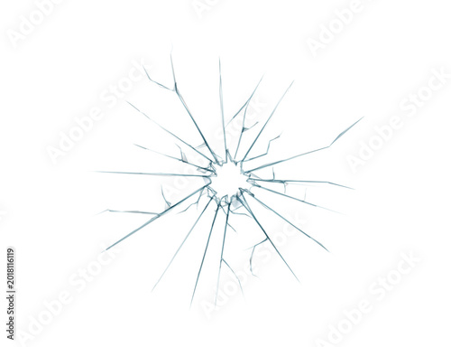 Circular Broken Glass Crack and Shards Vector Illustration
