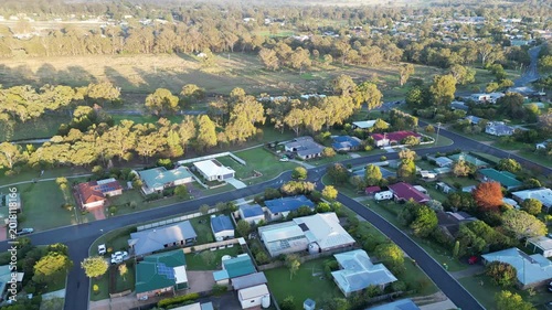 Aerial View of Residential Neighbourhood and Rural Landscape in Crows Nest, Queensland, Australia