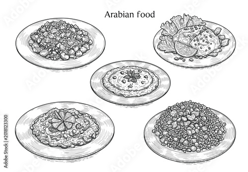 Photos Arabic food top view frame