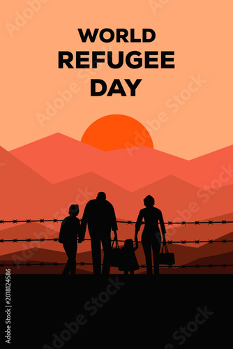 silhouette illustration poster for world refugee day