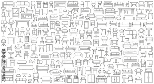Bild auf Leinwand Collection of Furniture Icons and Symbols.