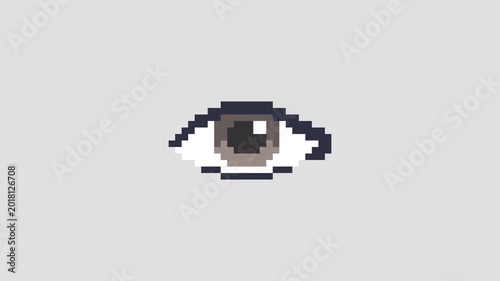 8-bit pixel art animation character chic black eye. looped animation 4k 30fps