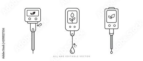 Tableau sur toile set of - Soil Moisture Meter Line Icon Set for Gardening and Plant Care
