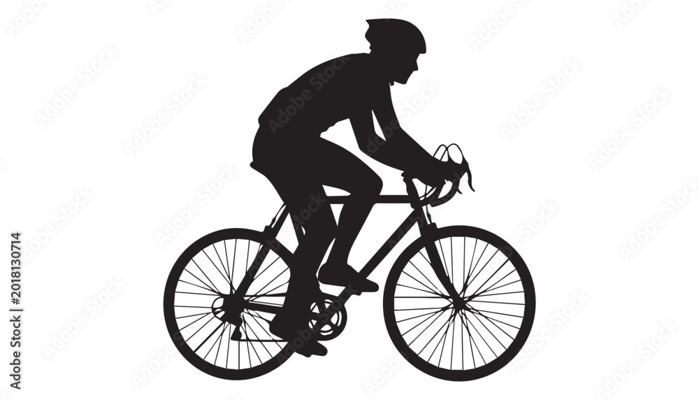 Fototapeta premium black and white silhouette of cycling very high quality vector illustration.