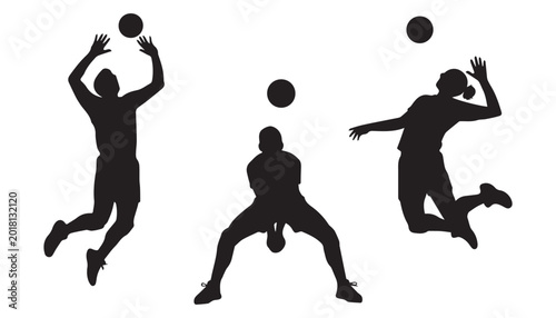 black and white silhouette of Volley Ball player very high quality vector illustration.