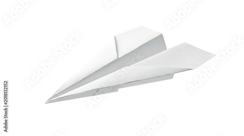 White paper airplane flying on transparent background 