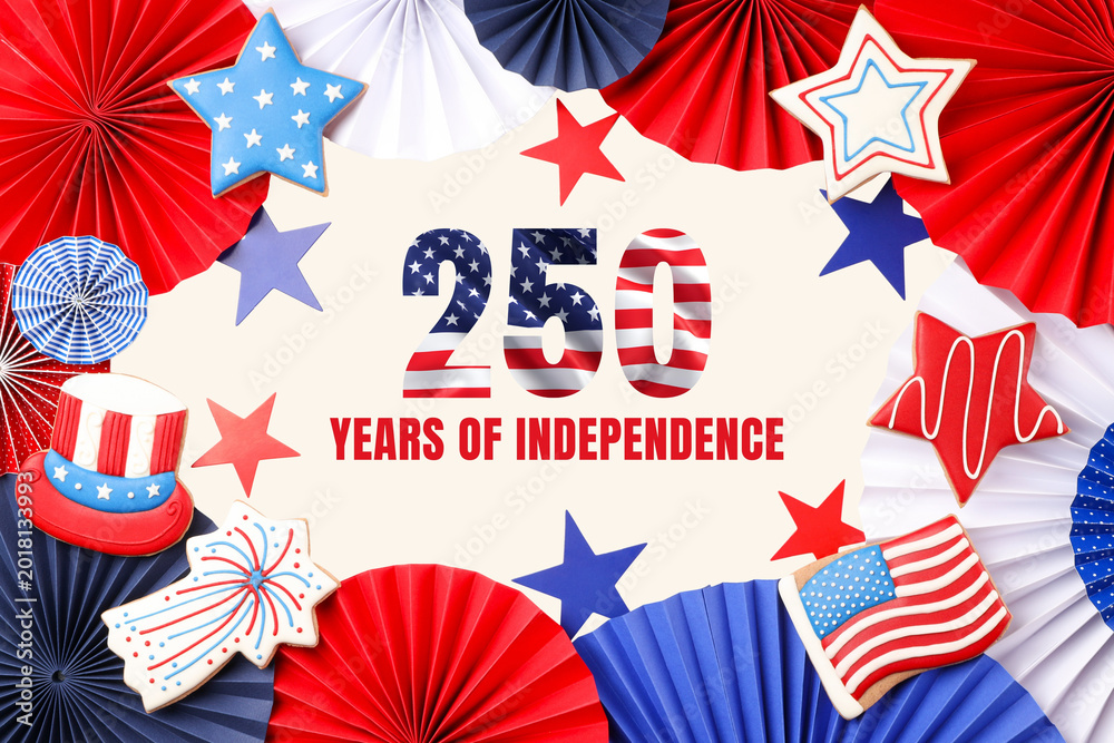 Naklejka premium Decorated backdrop highlights the 250 years of independence