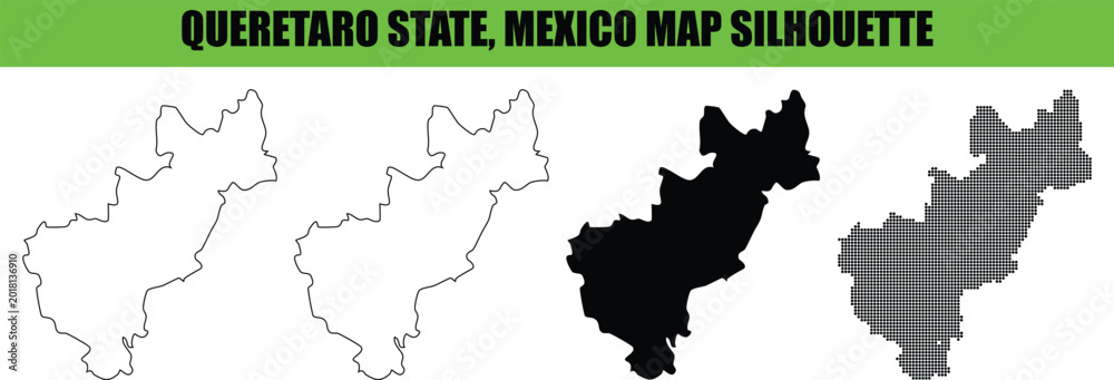 Obraz premium Queretaro state mexico map silhouette outline black white dotted collection design element isolated on transparent background for geography or educational projects.