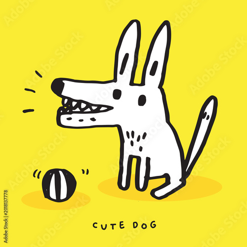 Hand drawing doodle cute dog vector illustration, Cute dog cartoon