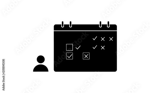 Person planning tasks on calendar with checkboxes and to do list in black and white