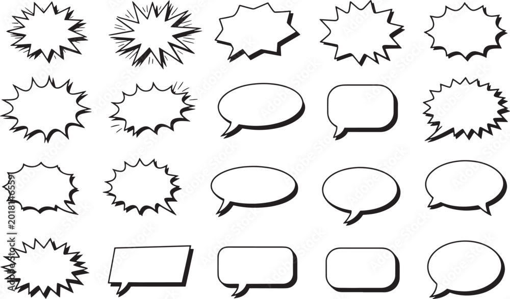 Fototapeta premium Speech bubble set, comic book style blank templates for text and communication.