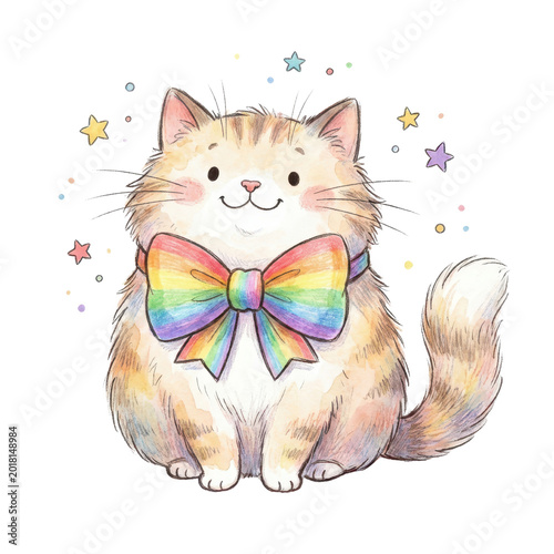 Isolated Cat, Colorful and Whimsical for Illustration