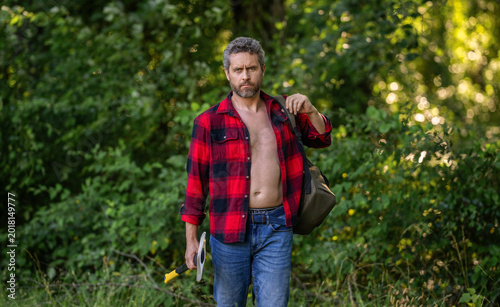 Canvas Print Man with logging axe