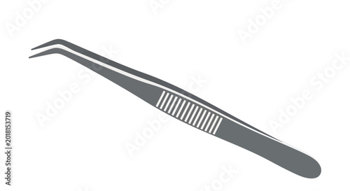 Tableau sur toile Professional curved tweezers vector illustration, stainless steel medical forcep