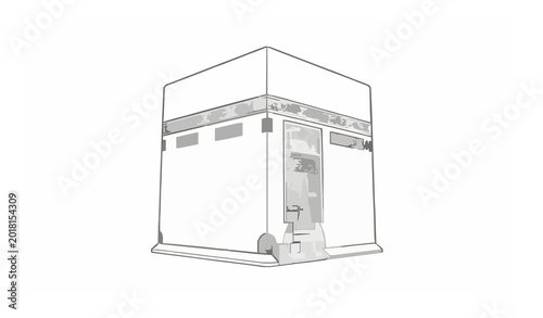 Minimalist Kaaba pencil sketch lineart Islamic architecture vector illustration