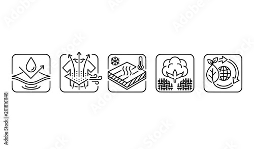 Tableau sur toile Fabric performance icons - waterproof breathable insulated cotton eco-friendly m