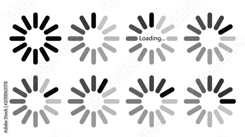 Tableau sur toile Loading and buffering progress indicator icon set