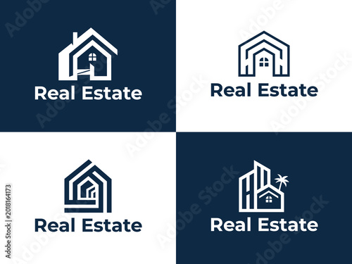 House Logo Design Set, Modern Real Estate Logo Design Template