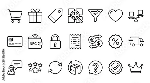 Canvastavla E-commerce and online shopping icons set