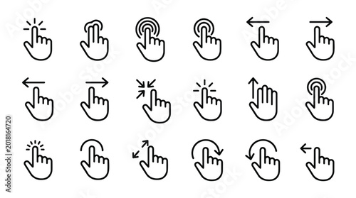 Quadro su tela Touch screen hand gesture icons set